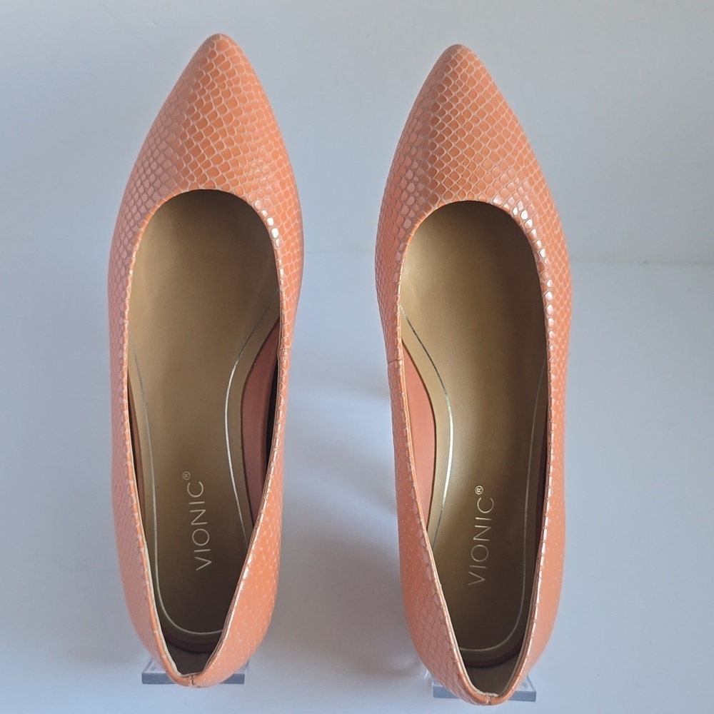 Vionic Lena Lizard Embossed Pointed Toe Ballet Flats Slip On Loafers Women's 6.5